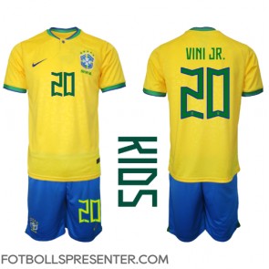 Brasilien Vinicius Junior #20 Hemmatröja Barn VM 2022 Kortärmad (+ korta byxor)